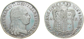 Italy Kingdom of Naples Italian states 1798 P//M, A-P 120 Grana - Ferdinando IV Silver (.833) Naples Mint 27.4g VF KM 215 Dav ECT 1409 MIR 373