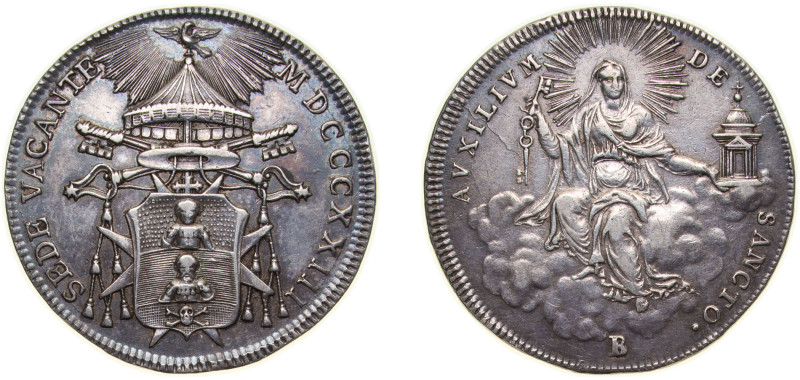 Italy Papal States Italian states 1823//II B ½ Scudo (Sede Vacante) Silver (.917...
