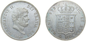 Italy Kingdom of the Two Sicilies Italian states 1856 120 Grana - Ferdinando II (4th portrait) Silver (.833) Naples Mint 27.6g UNC KM 370 Dav ECT 175 ...