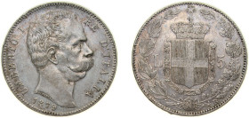 Italy Kingdom 1879 R 5 Lire - Umberto I Silver (.900) Rome Mint (4000000) 25g XF KM 20