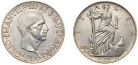Italy Kingdom 1936 R 10 Lire - Vittorio Emanuele III Silver (.835) Rome Mint (618500) 10g AU KM 80
