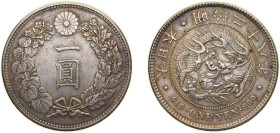 Japan Empire M28 (1895) 年八十二治明 1 Yen - Meiji (small type) Silver (.900) Osaka Mint (21098754) 26.96g AU Y A25.3 JNDA 01-10A