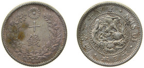 Japan Empire M28 (1895) 年八十二治明 10 Sen - Meiji Silver (.800) Osaka Mint (13719054) 2.7g XF Y 23 JNDA 01-24