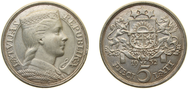 Latvia Republic 1932 5 Lati Silver (.835) Royal Mint (Tower Hill) (600000) 25g A...
