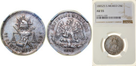 Mexico Federal Republic 1885 Zs S 25 Centavos Silver (.903) Zacatecas Mint (309000) 6.77g NGC AU 55 KM 406.9