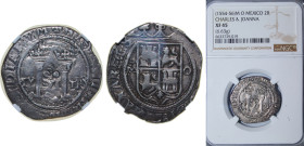 Mexico Spanish colony ND (1542-1555) Mo O 2 Reales - Carlos I Silver (.931) Mexico City Mint 6.63g NGC XF 45 MB 12