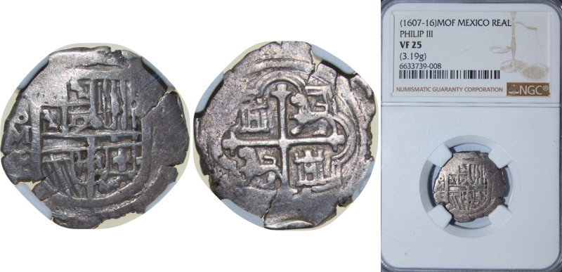 Mexico Spanish colony ND (1607-1616) Mo F 1 Real - Felipe III Obverse : Clear Mi...