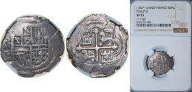 Mexico Spanish colony ND (1607-1616) Mo F 1 Real - Felipe III Obverse : Clear Mintmark "Mo" and Mint Official's Initial "F" at left Silver (.931) Mexi...
