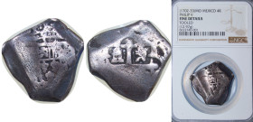 Mexico Spanish colony 1702-1723 4 Reales - Felipe V Silver (.931) Mexico City Mint 12.97g NGC F Tooled KM 40