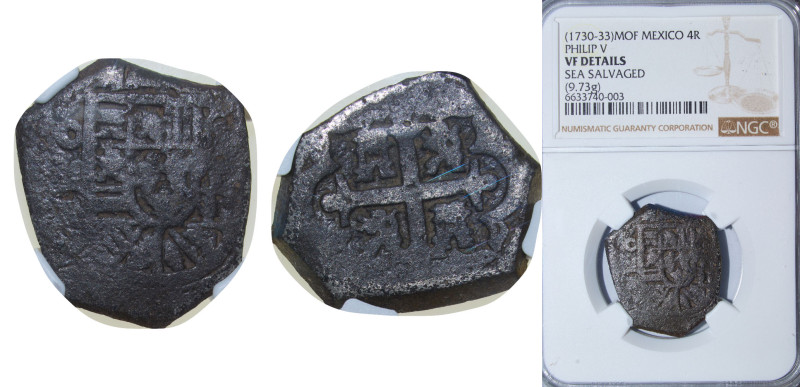 Mexico Spanish colony 1730-1733 Mo 4 Reales - Felipe V Silver (.916) Mexico City...