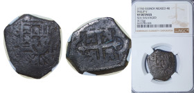 Mexico Spanish colony 1730-1733 Mo 4 Reales - Felipe V Silver (.916) Mexico City Mint 9.73g NGC VF Seawater Corrossion KM 40a