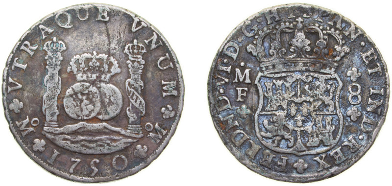 Mexico Spanish colony 1750 MO MF 8 Reales - Fernando VI Silver (.917) Mexico Cit...
