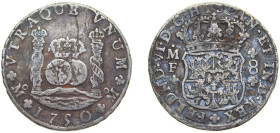 Mexico Spanish colony 1750 MO MF 8 Reales - Fernando VI Silver (.917) Mexico City Mint 26.4g VF KM 104
