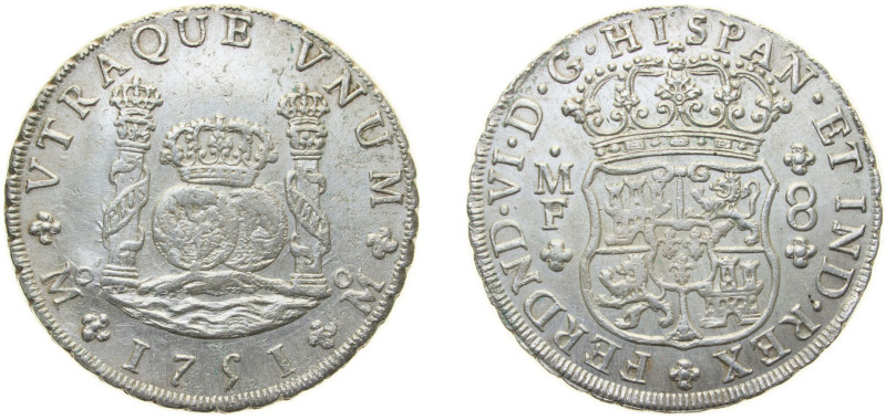 Mexico Spanish colony 1751 Mo MF 8 Reales - Fernando VI Silver (.917) Mexico Cit...