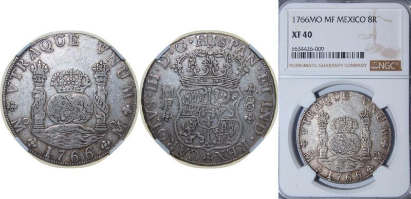 Mexico Spanish colony 1766 Mo MF 8 Reales - Carlos III Silver (.917) Mexico City...