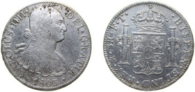 Mexico Spanish colony 1803 Mo FT 8 Reales - Carlos IV Silver (.903) Mexico City Mint 26.7g XF KM 109