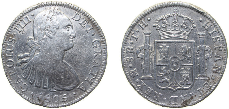 Mexico Spanish colony 1805 Mo TH 8 Reales - Carlos IV Silver (.903) Mexico City ...