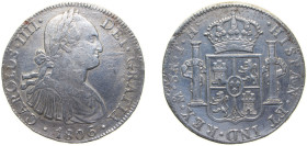Mexico Spanish colony 1806 Mo TH 8 Reales - Carlos IV Silver (.903) Mexico City Mint 26.8g VF KM 109