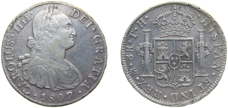 Mexico Spanish colony 1807 Mo TH 8 Reales - Carlos IV Silver (.903) Mexico City ...