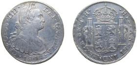 Mexico Spanish colony 1808 Mo TH 8 Reales - Carlos IV Silver (.903) Mexico City Mint 26.9g XF KM 109