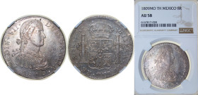 Mexico Spanish colony 1809 Mo TH 8 Reales - Fernando VII Silver (.903) Mexico City Mint 27.02g NGC AU 58 KM 110