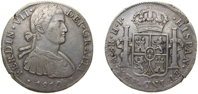 Mexico Spanish colony 1810 Mo HJ 8 Reales - Fernando VII Silver (.903) Mexico Ci...
