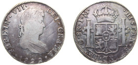 Mexico Spanish colony 1822 Go JM 8 Reales - Fernando VII (Royalist Coinage) Silver (.903) Guanajuato Mint 26.8g VF KM 111.4