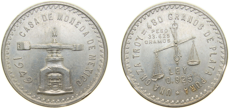 Mexico United Mexican States 1949 Mo 1 Onza (Medallic Silver Bullion Coinage) Si...