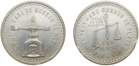 Mexico United Mexican States 1949 Mo 1 Onza (Medallic Silver Bullion Coinage) Silver (.925) Mexico City Mint (1000000) 33.625g UNC KM M49a