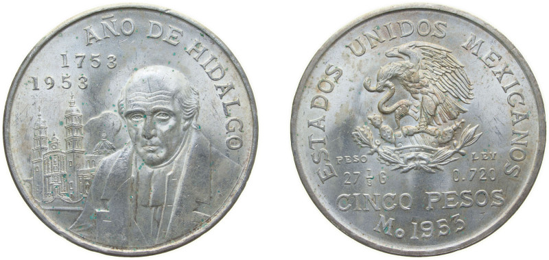 Mexico United Mexican States 1953 Mo 5 Pesos (Bicentennial of Hidalgo's Birth) S...