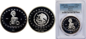 Mexico United Mexican States 1997 Mo 5 Pesos (Mascara - 1 oz Silver Bullion) Silver (.999) Mexico City Mint (1800) 31.104g PCGS PR 68 KM 620