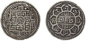 Nepal Kingdom SE 1752 (1830) 1 Mohar - Rajendra Vikrama Silver 5.4g VF KM 565.2