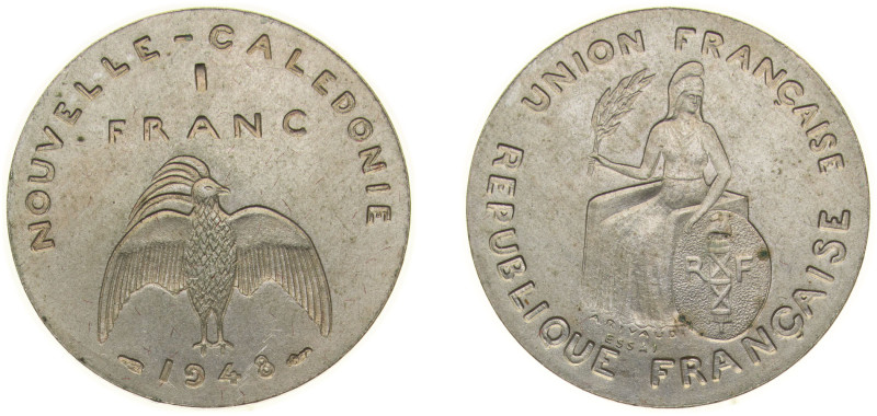 New Caledonia French Overseas Territory 1948 1 Franc (Essai) Bronze-nickel Paris...