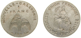 New Caledonia French Overseas Territory 1948 1 Franc (Essai) Bronze-nickel Paris Mint (1100) 5.5g SP KM E3 Lec 23 Lec 25
