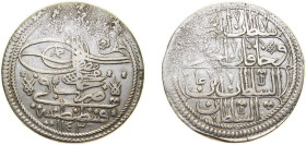 Ottoman Empire AH 1143 (1731) Kurus - Mahmud I Billon (.465 silver) Konstantiniyye Mint 24.7g XF KM 211