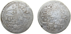 Ottoman Empire AH 1143 (1731) Kurus - Mahmud I Billon (.465 silver) Konstantiniyye Mint 24.1g VF KM 211