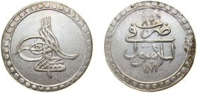 Ottoman Empire AH 1171//82 (1768) Kurus - Mustafa III (without rosette) Billon (.465 silver) Konstantiniyye Mint 18.4g AU KM 321.2