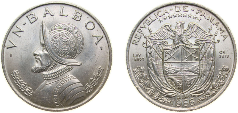 Panama Republic 1966 1 Balboa Silver (.900) (Copper .100) San Francisco Mint (20...