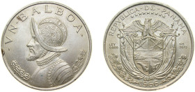 Panama Republic 1966 1 Balboa Silver (.900) (Copper .100) San Francisco Mint (200000) 26.73g UNC Rim Damage KM 27