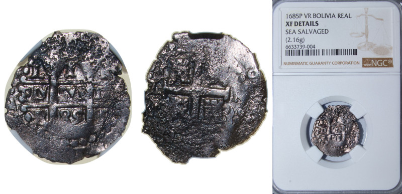 Peru Spanish colony 1685 L R 1 Real - Carlos II Obverse : Clear Mintmark "L" at ...