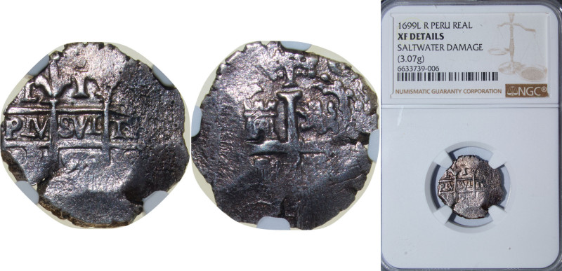 Peru Spanish colony 1699 L R 1 Real - Carlos II Obverse : Clear Mintmark "L" at ...