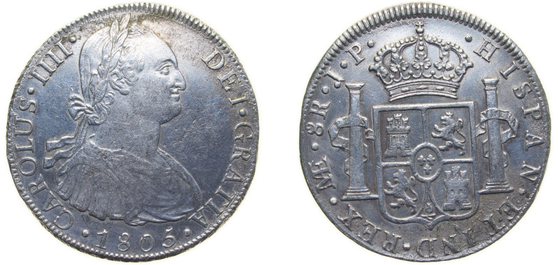 Peru Spanish colony 1805 LIMAE JP 8 Reales - Carlos IV Silver (.896) Lima Mint (...