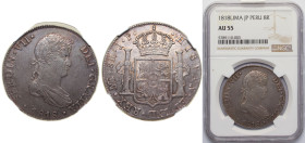 Peru Spanish colony 1818 LIMA JP 8 Reales - Fernando VII Silver (.896) Lima Mint 27.067g NGC AU 55 KM 117.1