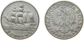 Poland First Republic 1936 5 Złotych (15th Anniversary of Gdynia Seaport) Silver (.750) Warsaw Mint (1000000) 11g AU Y 31 Schön 30