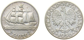 Poland First Republic 1936 2 Złote (15th Anniversary of Gdynia Seaport) Silver (.750) (3918000) 4.4g XF Y 30 Schön 29