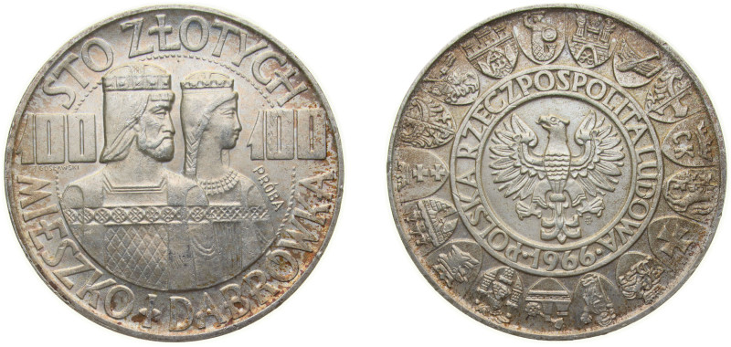 Poland People's Republic 1966 MW 100 Złotych (Polish Millennium bust; Trial Stri...