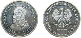 Poland People's Republic 1981 MW 200 Złotych (Władysław I Herman) Silver (.750) Warsaw Mint (12000) 17.6g PF KM 129 Fischer Po K036 ParM 313