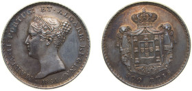 Portugal Kingdom 1841 500 Réis - Maria II Silver (.91666) Lisbon Mint (22000) 14.8g AU KM 471 Gomes M2 39