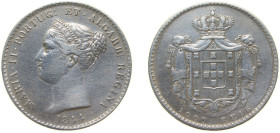 Portugal Kingdom 1844 1000 Reis - Maria II Silver (.91666) Lisbon Mint 29.6g VF KM 472 Gomes M2 40