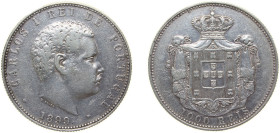 Portugal Kingdom 1899 1000 Réis - Carlos I Silver (.917) (1500000) 25g XF KM 540 Gomes C1 13